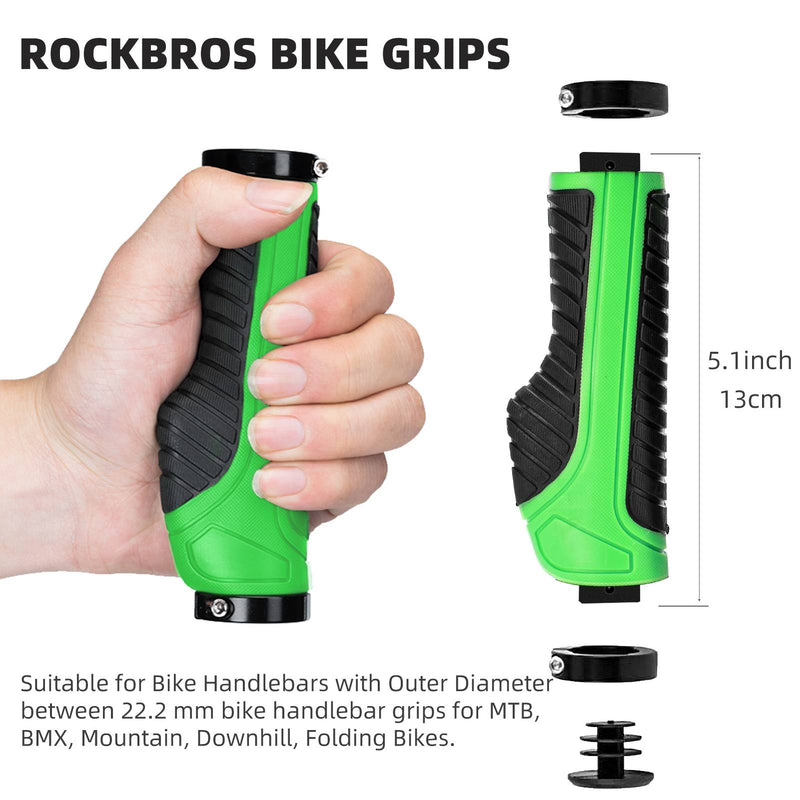 Bike Handle Grips with Double Lock-On Clamps – Aluminum Ends for MTB & BMX-12