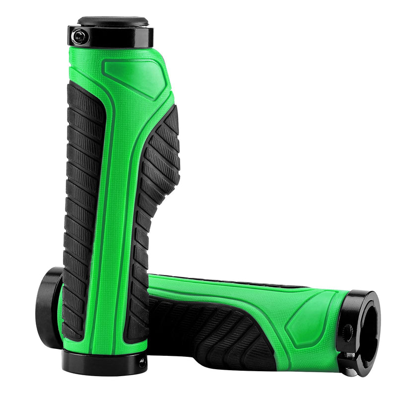 Bike Handle Grips with Double Lock-On Clamps – Aluminum Ends for MTB & BMX-2