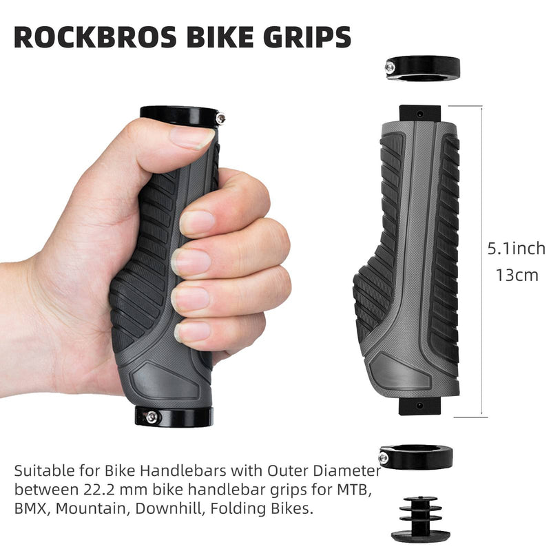 Bike Handle Grips with Double Lock-On Clamps – Aluminum Ends for MTB & BMX-14
