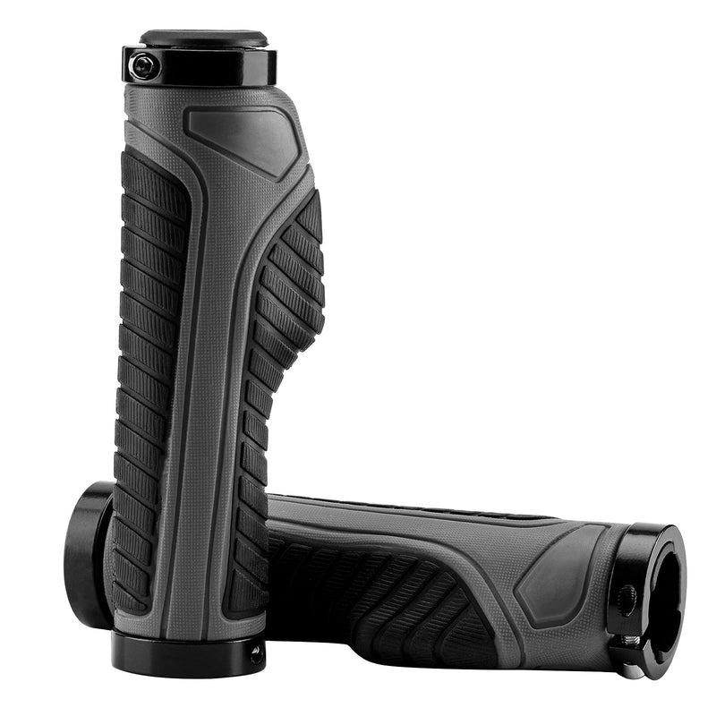 Bike Handle Grips with Double Lock-On Clamps – Aluminum Ends for MTB & BMX-4