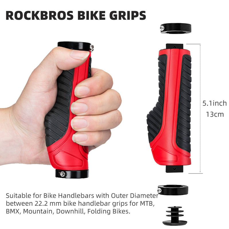 Bike Handle Grips with Double Lock-On Clamps – Aluminum Ends for MTB & BMX-15
