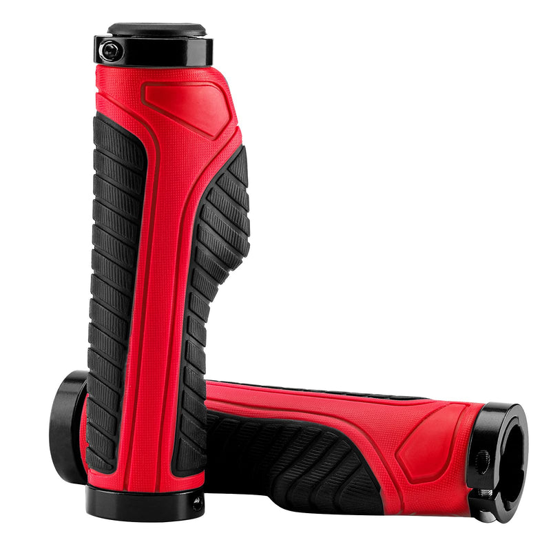 Bike Handle Grips with Double Lock-On Clamps – Aluminum Ends for MTB & BMX-5