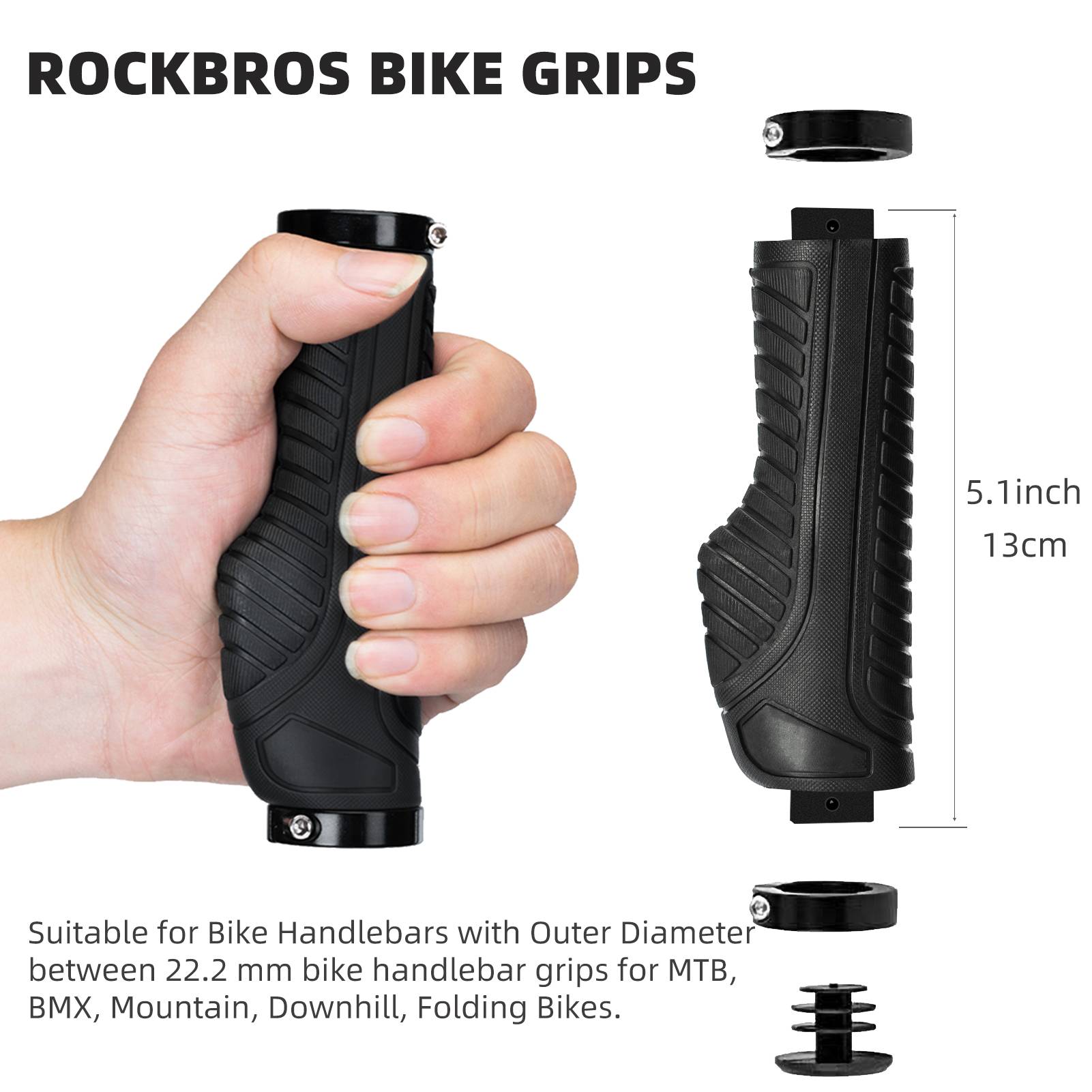 Bike Handle Grips with Double Lock-On Clamps – Aluminum Ends for MTB & BMX-11