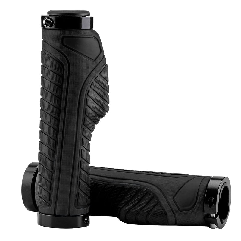 Bike Handle Grips with Double Lock-On Clamps – Aluminum Ends for MTB & BMX-1