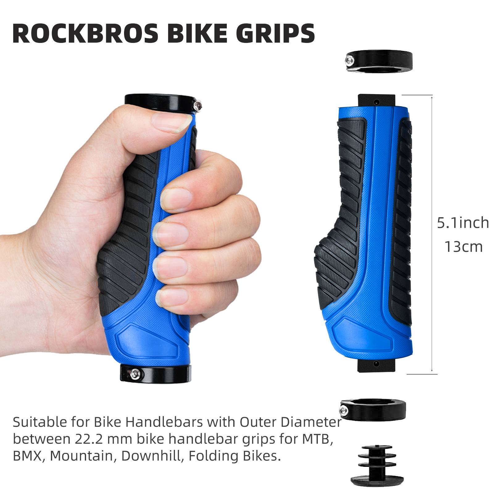 Bike Handle Grips with Double Lock-On Clamps – Aluminum Ends for MTB & BMX-13