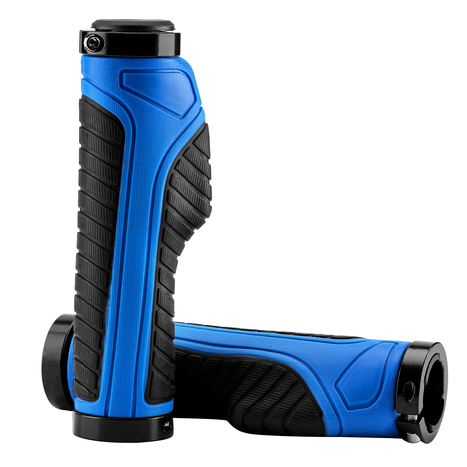Bike Handle Grips with Double Lock-On Clamps – Aluminum Ends for MTB & BMX-3