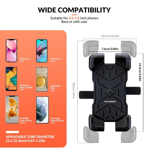 ROCKBROS Bike Phone Holder Mount Clamp 360 Rotatable Motorcycle Mount-4