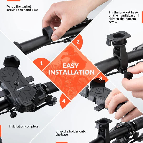 ROCKBROS Bike Phone Holder Mount Clamp 360 Rotatable Motorcycle Mount-5