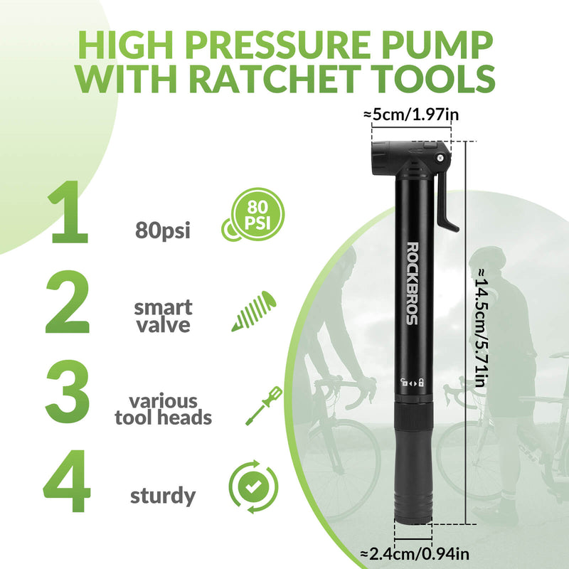 Portable Bike Pump - 80 PSI High Pressure-5