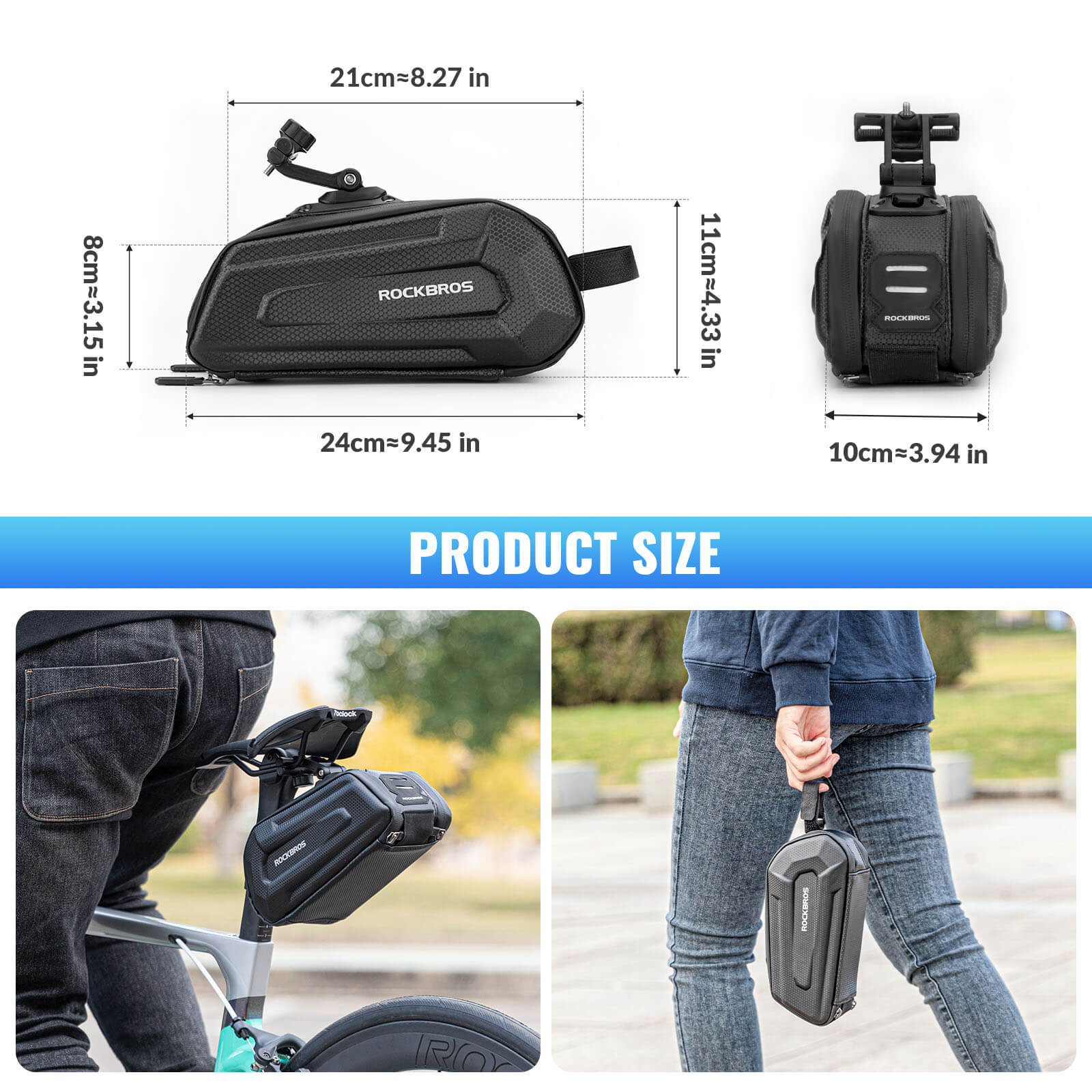 Bike Saddle Bag Hard Shell 1.7L-6