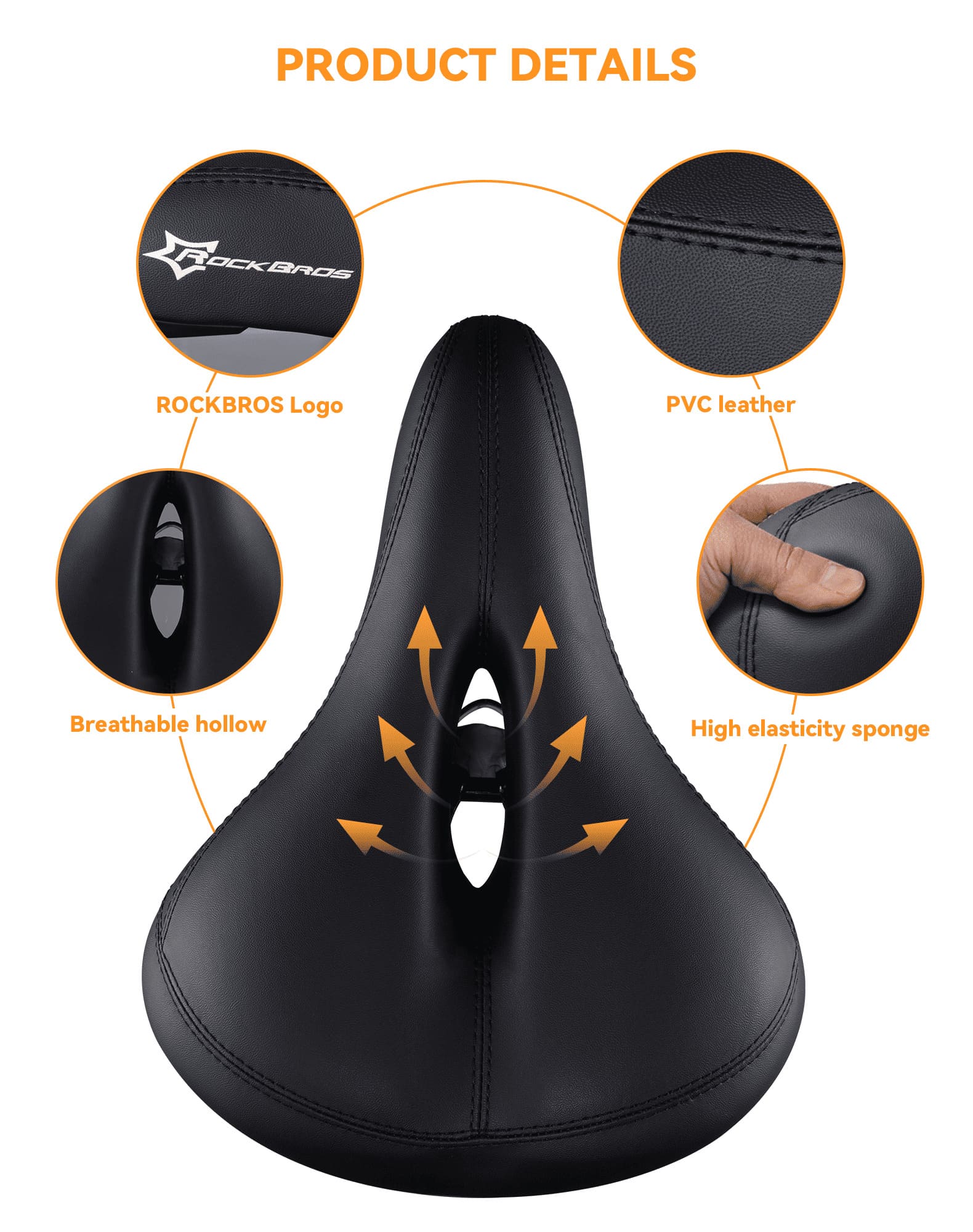 Comfort Bike Saddle with Rear Safety Light-4