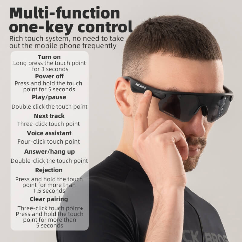 ROCKBROS Bluetooth Cycling Sunglasses Polarized Smart Glasses-4