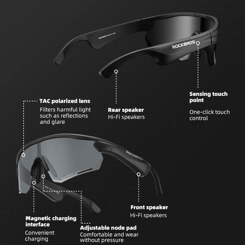 ROCKBROS Bluetooth Cycling Sunglasses Polarized Smart Glasses-6