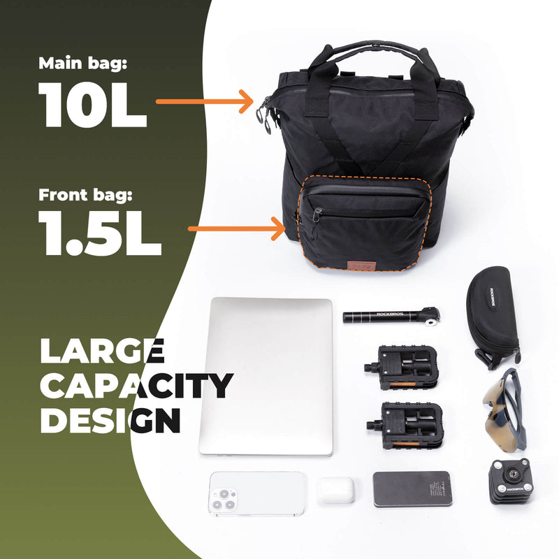Folding Bike Handlebar Bag Backpack - 11.5L-4