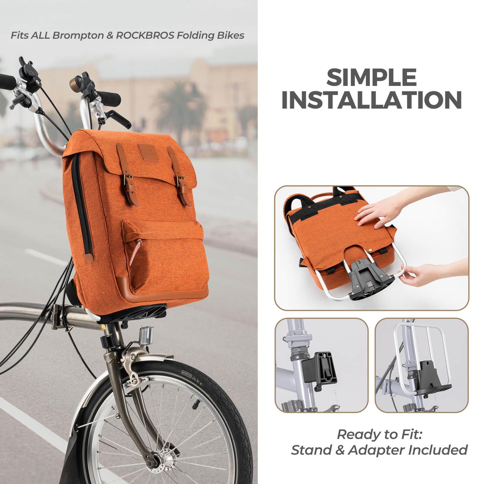 Folding Bike Handlebar Bag Backpack - 8.3L-8