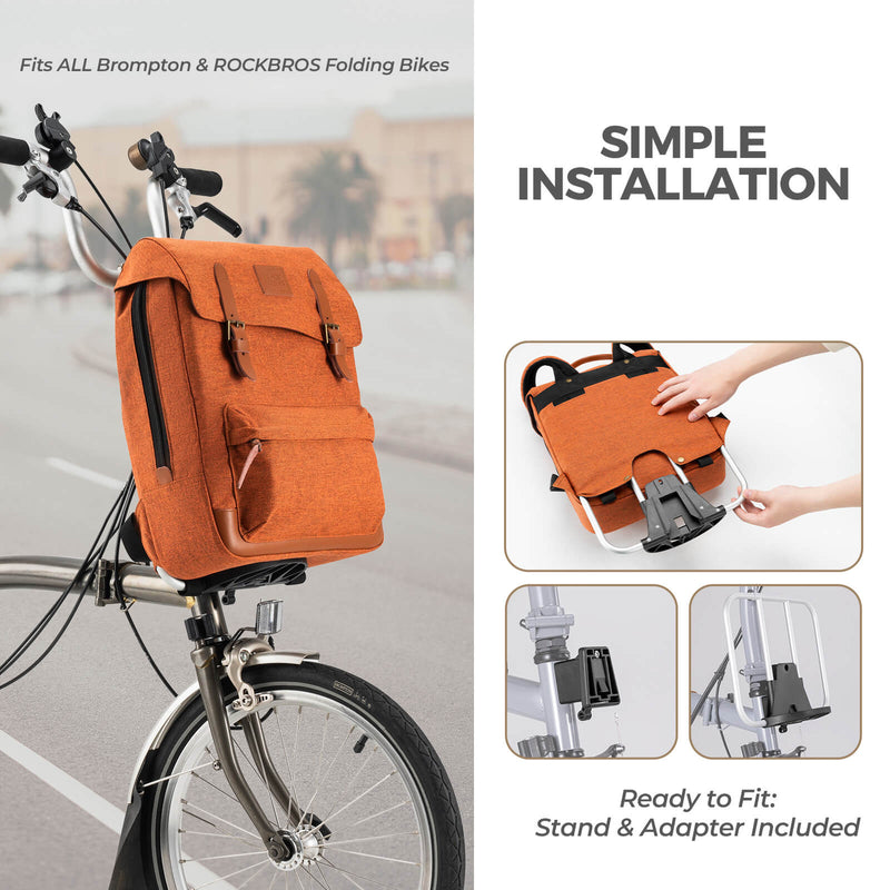 Folding Bike Handlebar Bag Backpack - 8.3L-8