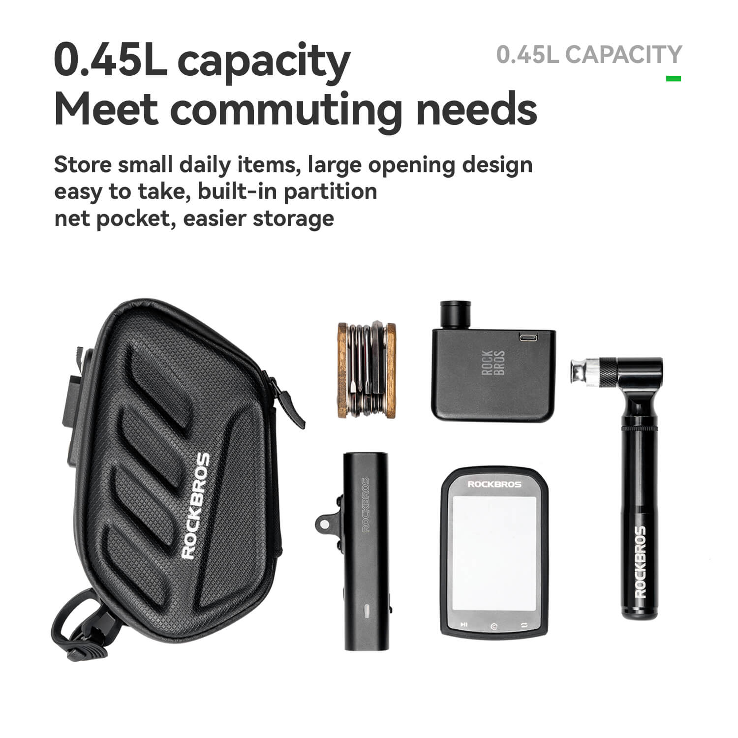 C61 Hard Shell Bike Saddle Bag with Light-2