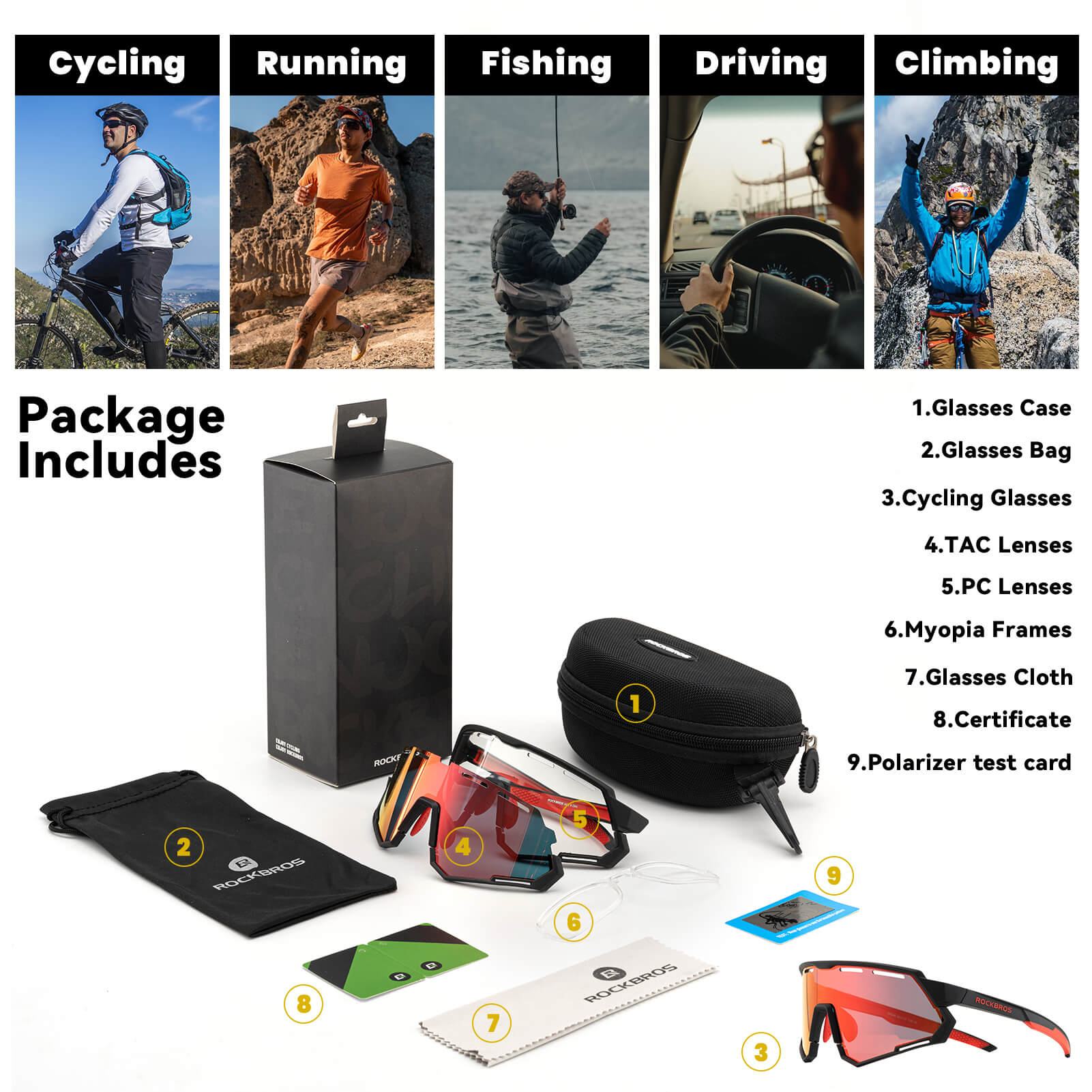 Dual Lens Cycling Glasses – Photochromic & Polarized Lenses-8