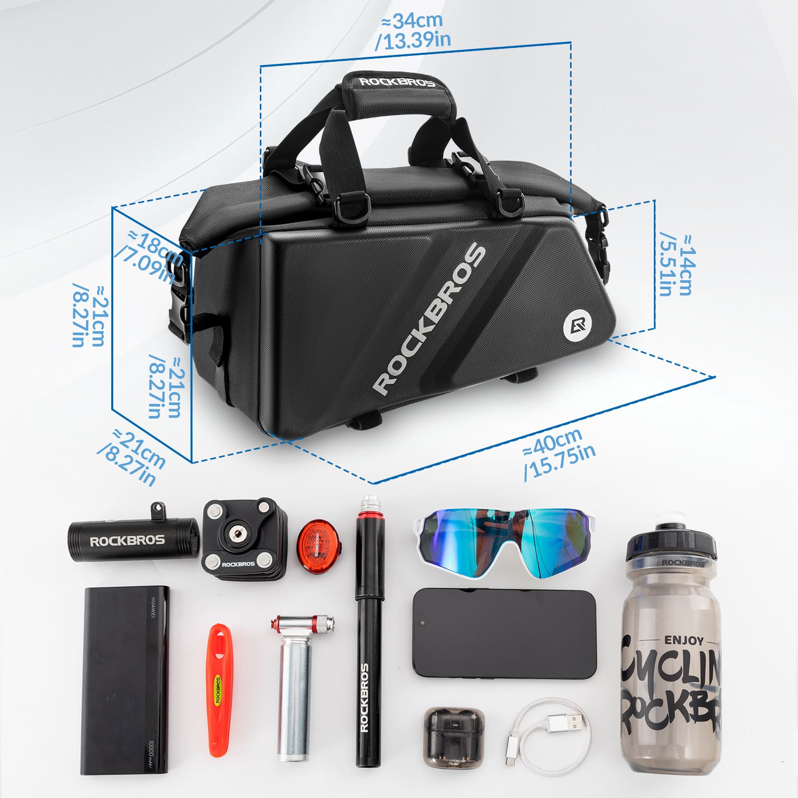 EVA Hard Shell Bicycle Rear Rack Bag-11.6L-6