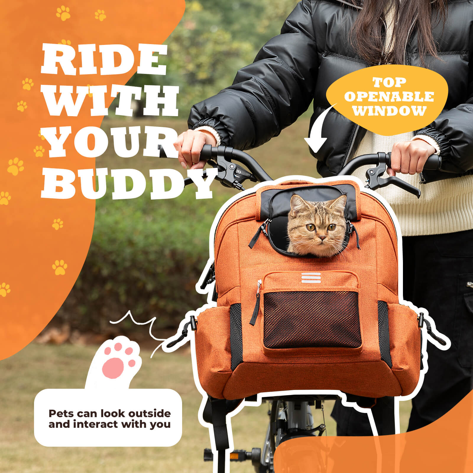 Foldable Pet Handlebar Bike Bag - 21L-5