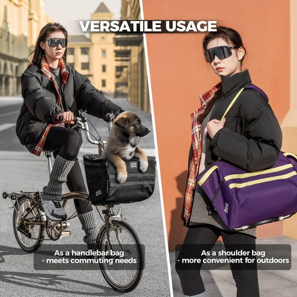 Folding Bike Handlebar Bag Basket Bag - 16L-4