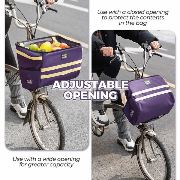 Folding Bike Handlebar Bag Basket Bag - 16L-5