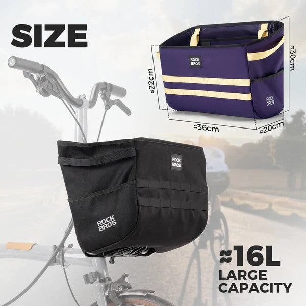 Folding Bike Handlebar Bag Basket Bag - 16L-3