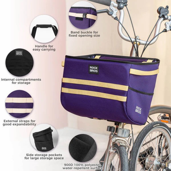 Folding Bike Handlebar Bag Basket Bag - 16L-6