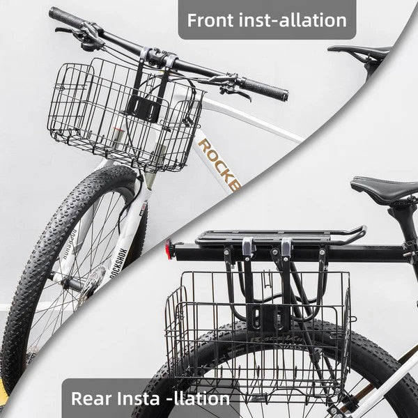Folding Steel Mesh Bicycle Basket-2