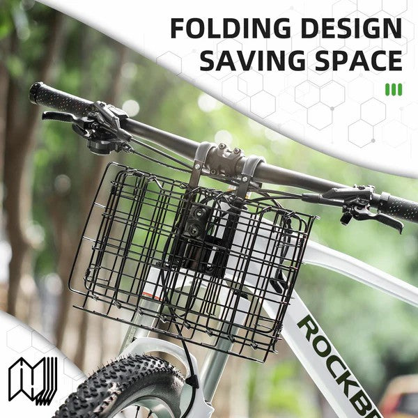 Folding Steel Mesh Bicycle Basket-3