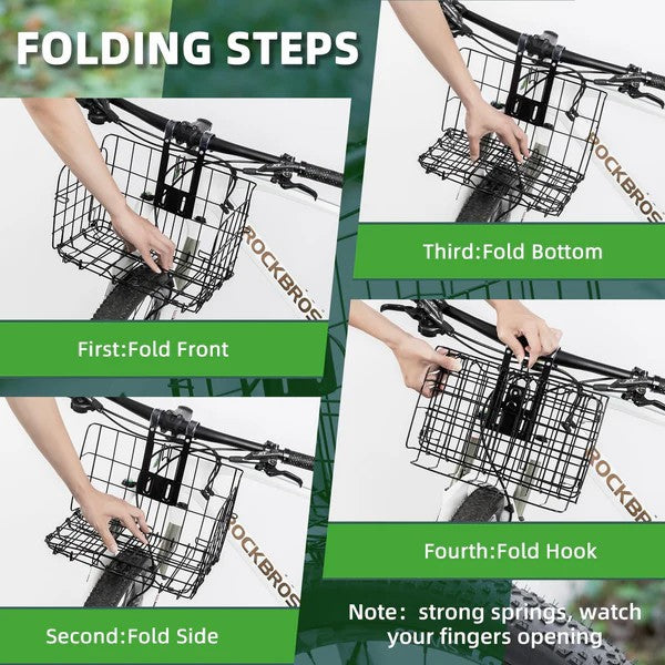 Folding Steel Mesh Bicycle Basket-6