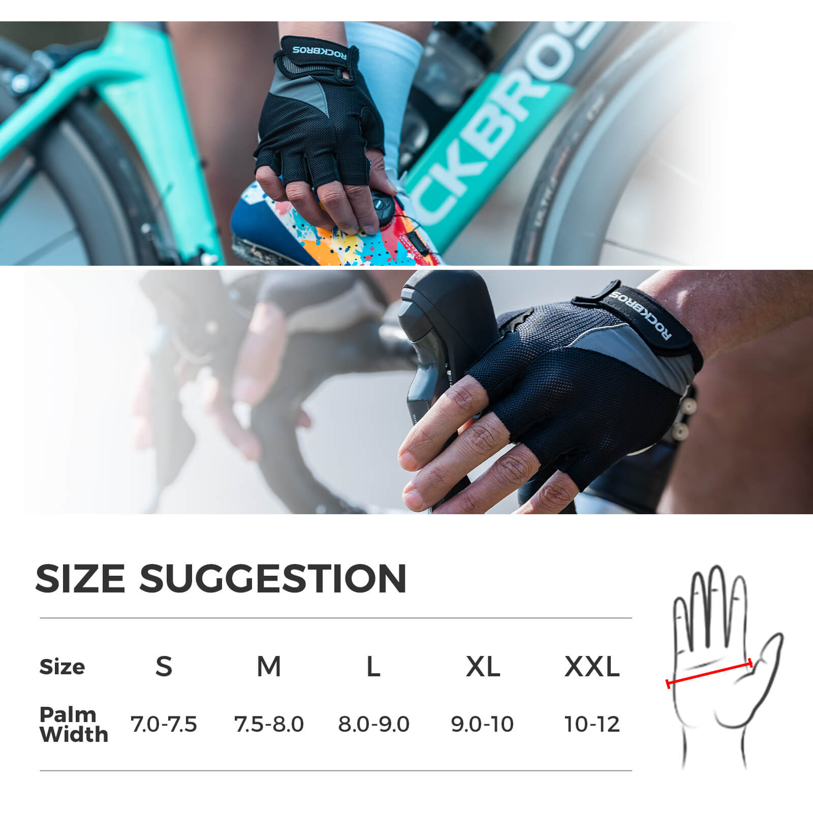 ROCKBROS Breathable Half Finger Cycling Gloves for Summer Rides-6