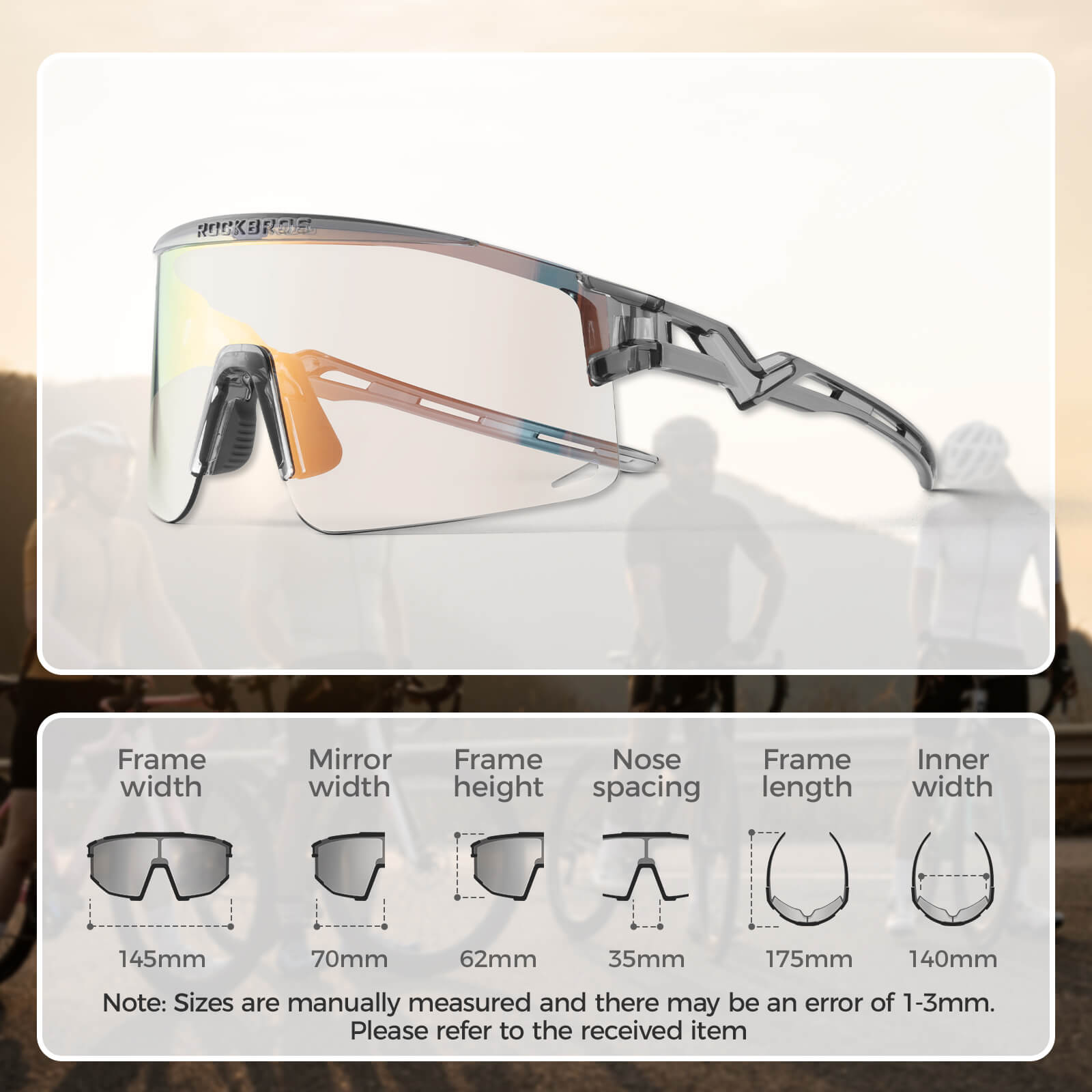 Half Frame Photochromic Cycling Sunglasses - SP337-12