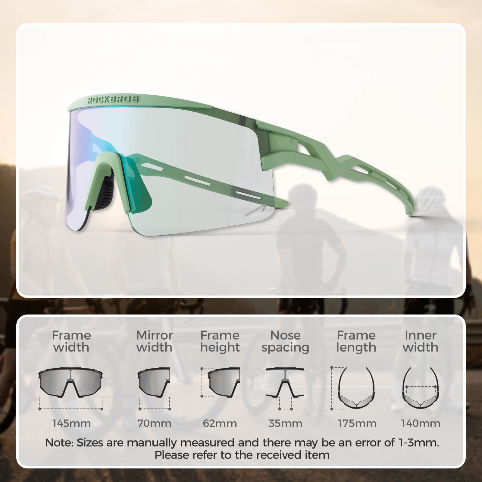 Half Frame Photochromic Cycling Sunglasses - SP337-13