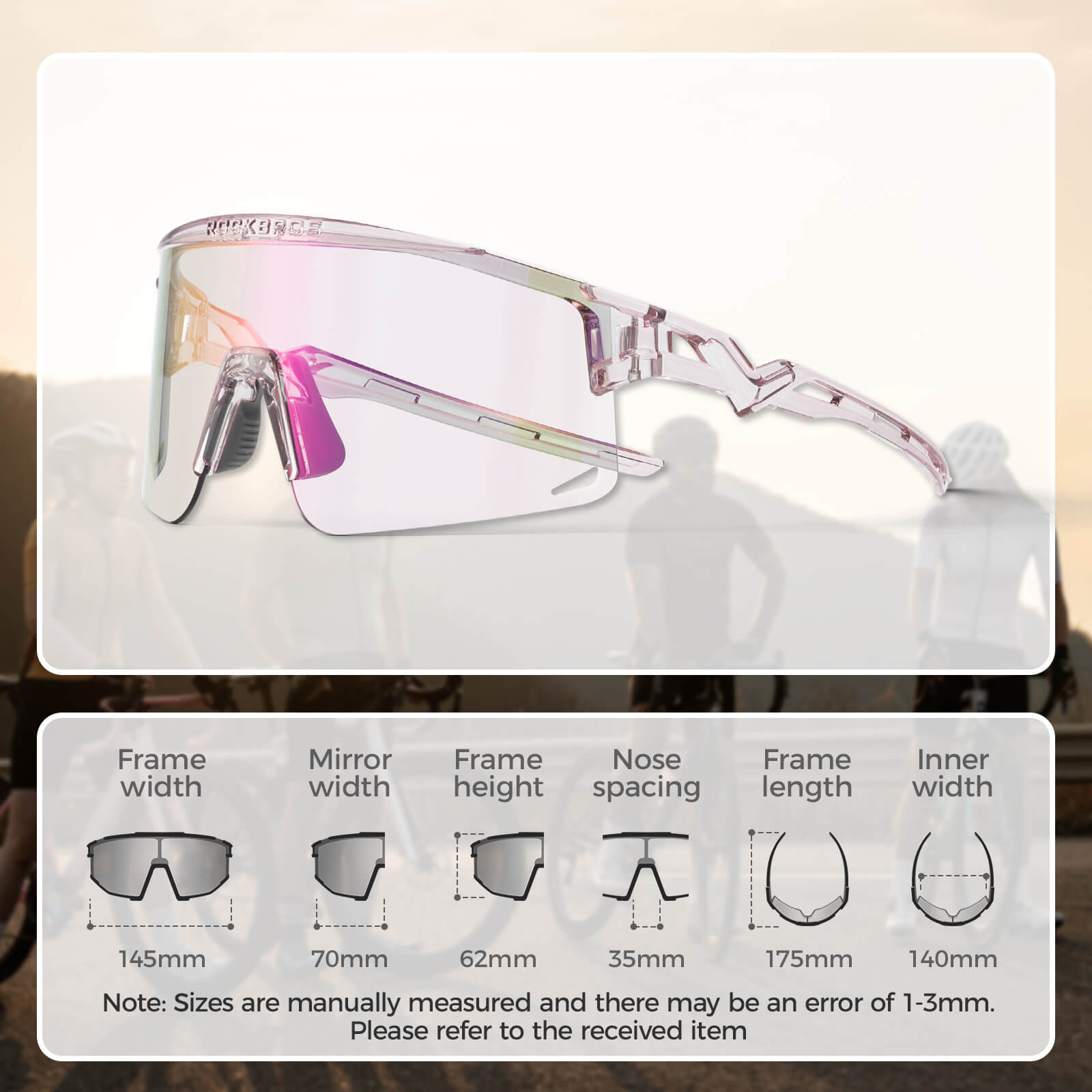 Half Frame Photochromic Cycling Sunglasses - SP337-15