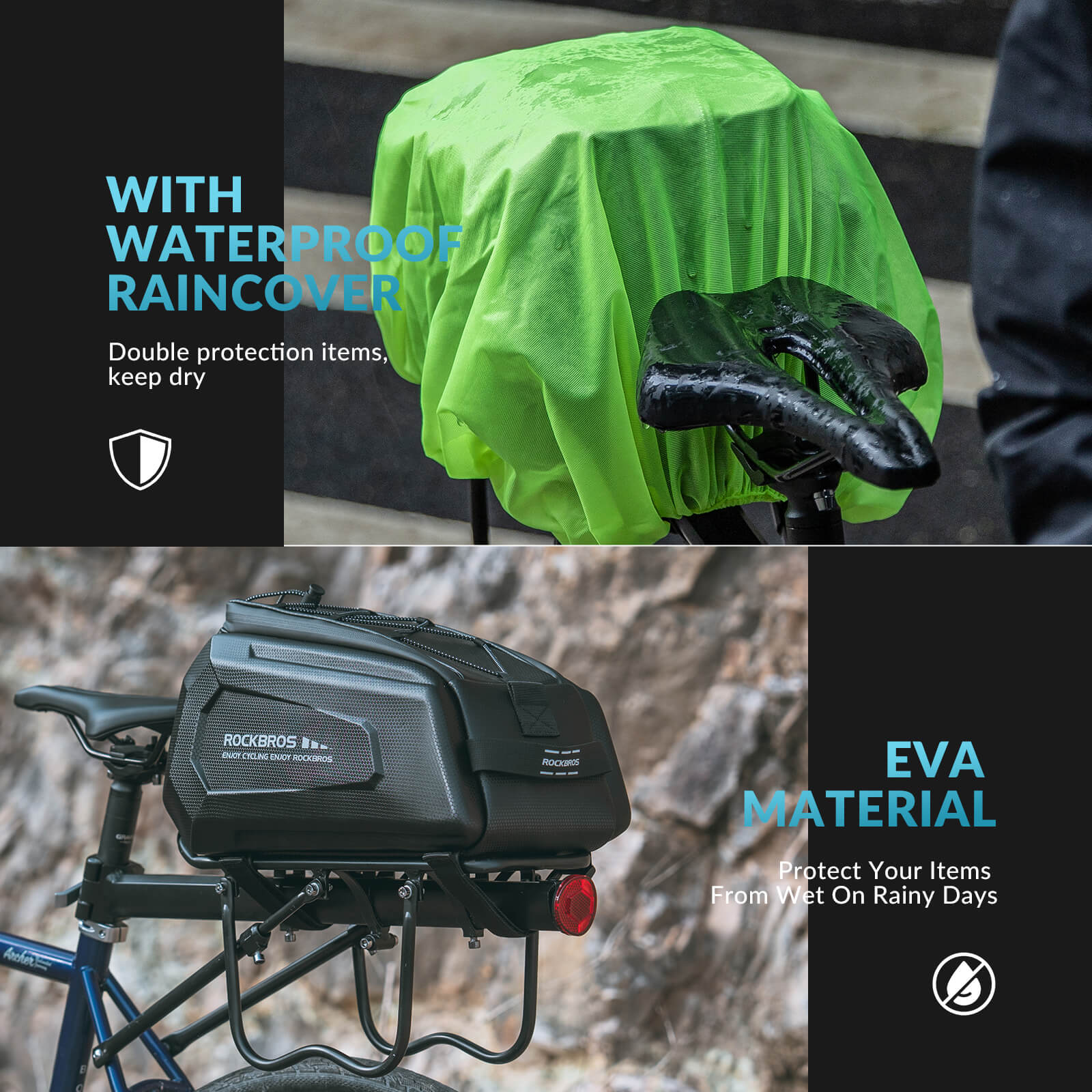 Hard Shell Bike Trunk Bag for Rear Rack - 9L-5