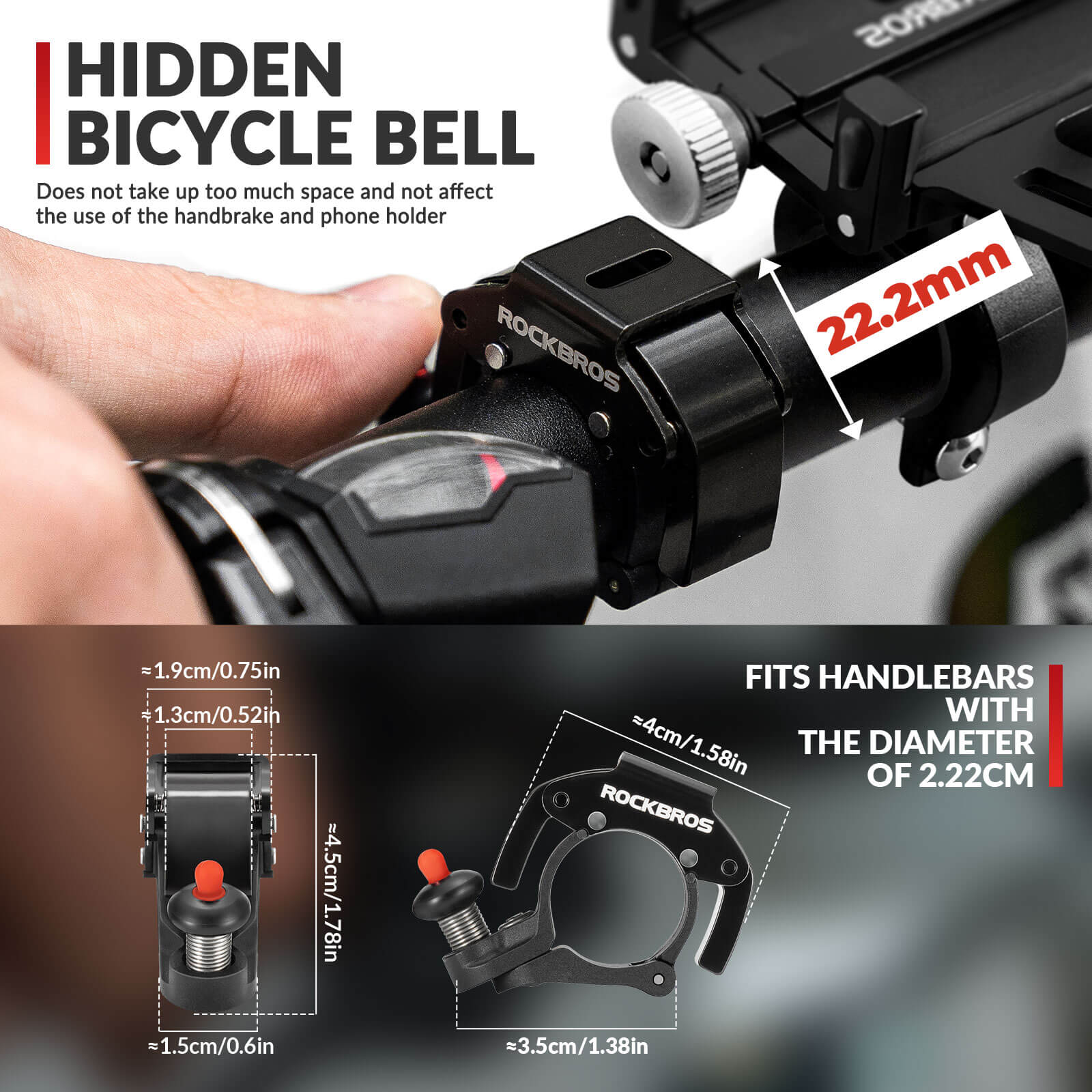 Minimalist Invisible Bike Bell - Fits 22.2mm-6