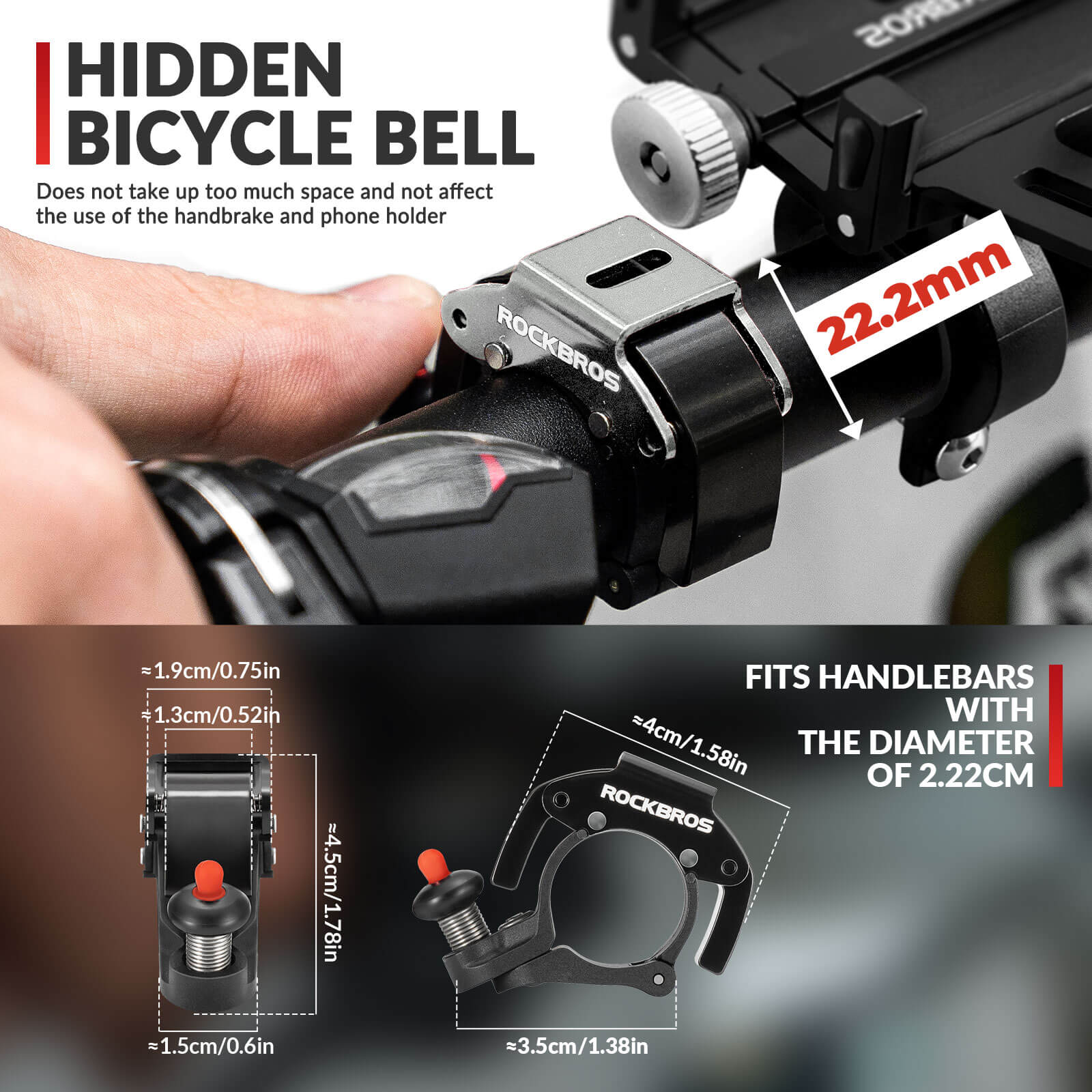 Minimalist Invisible Bike Bell - Fits 22.2mm-4
