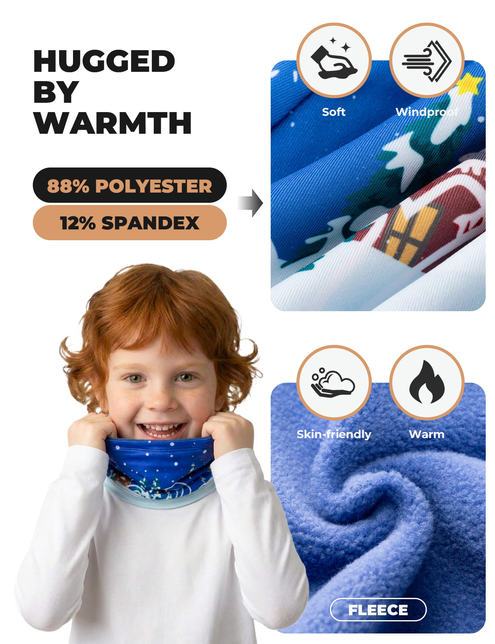 Kids Fleece Warm Face Cover & Neck Gaiter-11