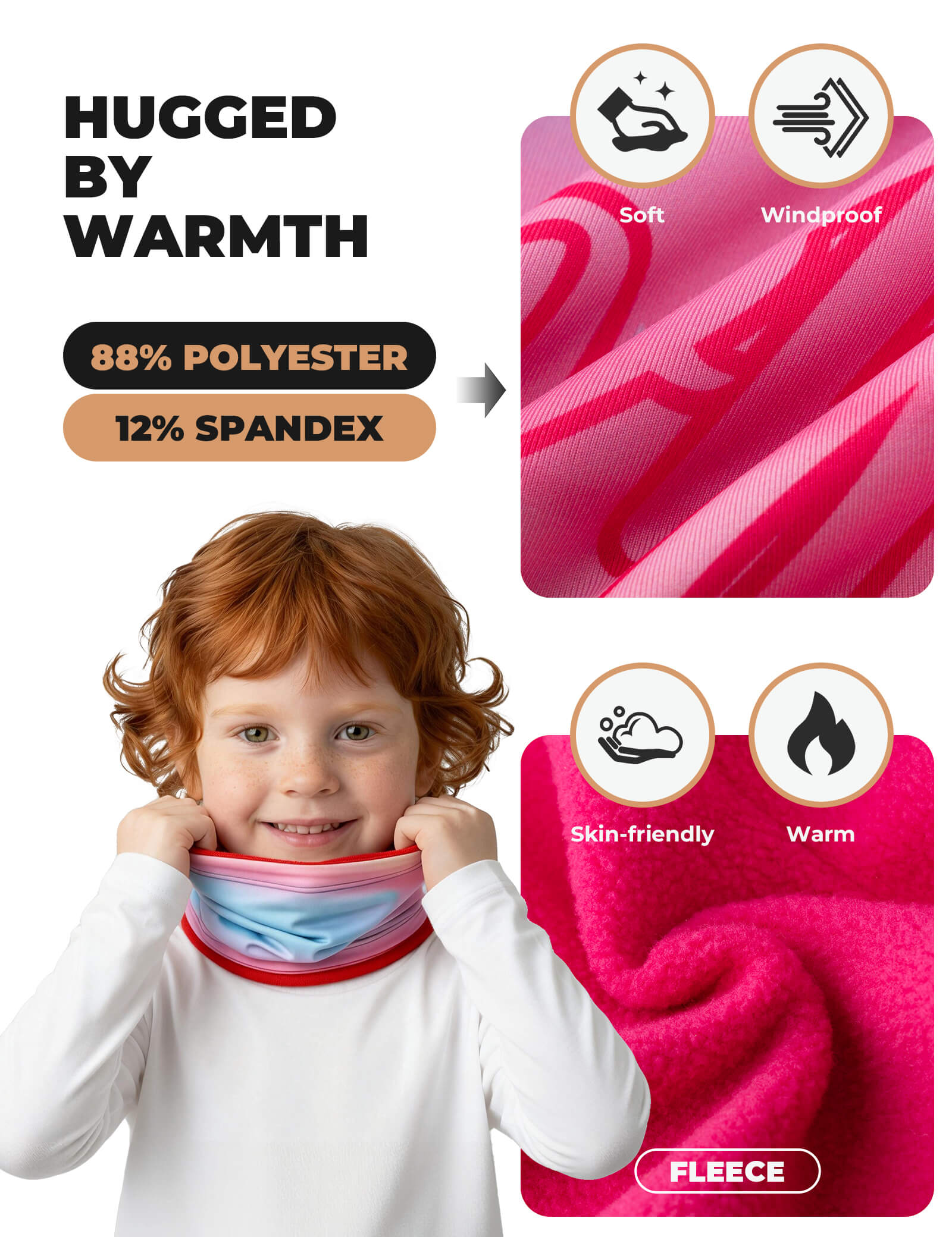 Kids Fleece Warm Face Cover & Neck Gaiter-12