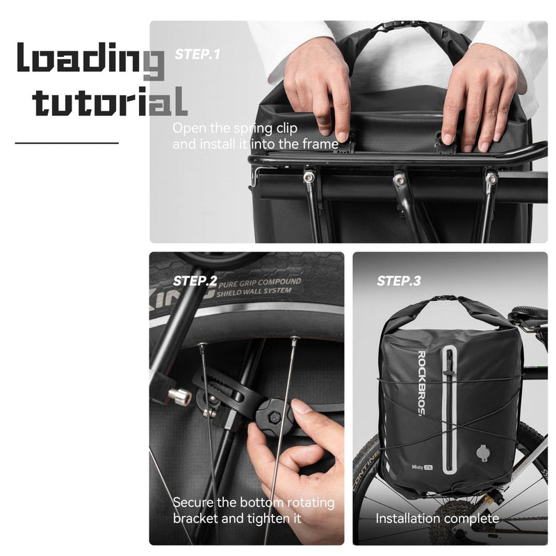 Lightweight Waterproof Bike Rear Rack Bag-23L-9