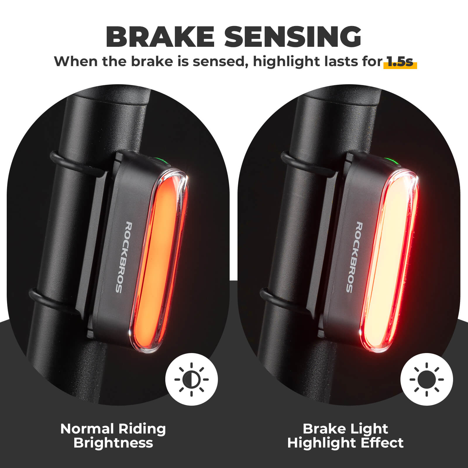 ROCKBROS Magnetic Bike Tail Light Smart Brake Light Bike Waterproof-5