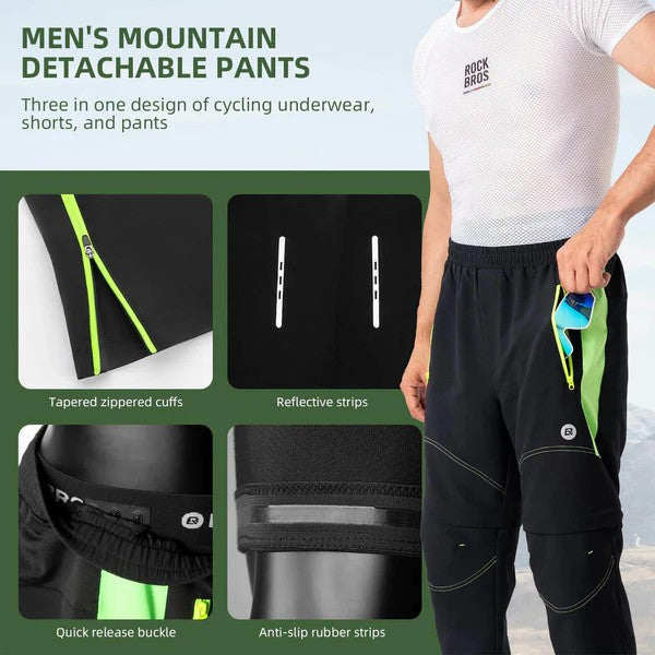 Men's 3-in-1 Convertible Cycling Pants With Padded-5
