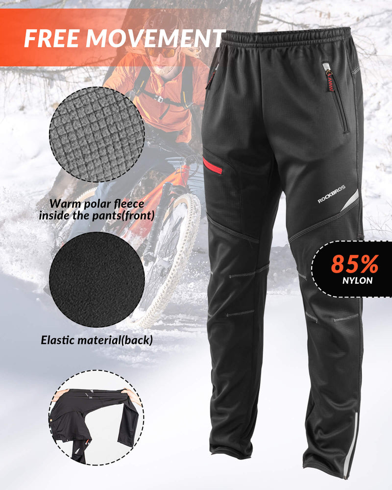 Men's Thermal Fleece Windproof Cycling Pants-5
