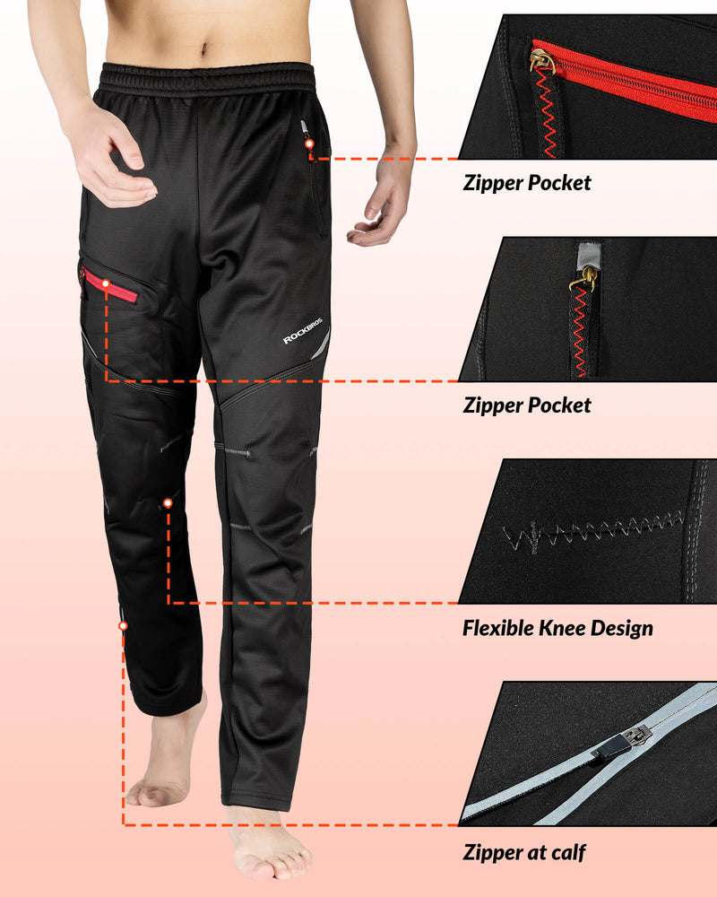 Men's Thermal Fleece Windproof Cycling Pants-4