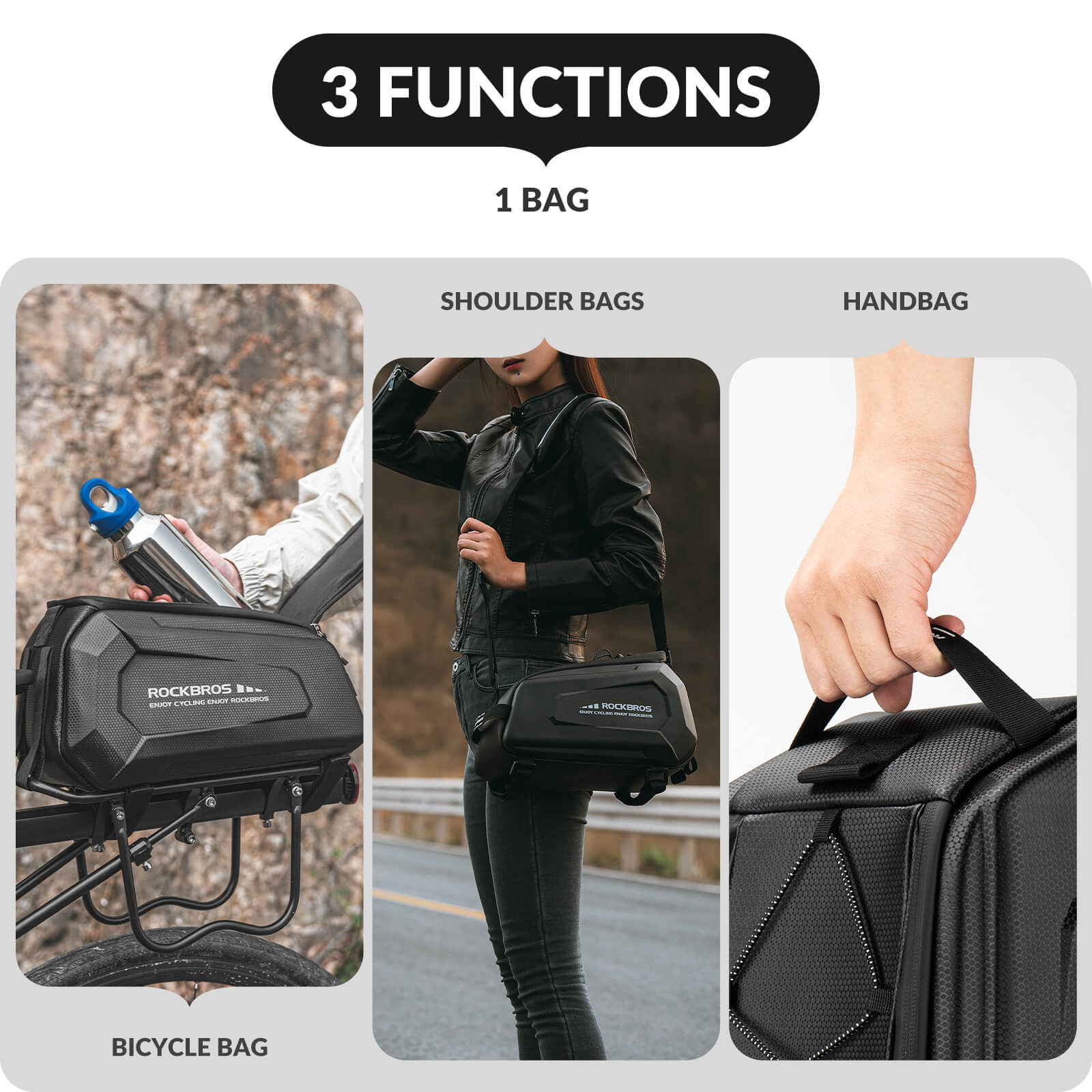 Hard Shell Bike Trunk Bag for Rear Rack - 9L-6