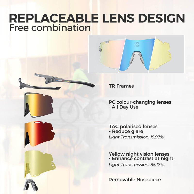 ROAD TO SKY BOUNDLESS Photochromic Cycling Glasses 3 Lens Set-12