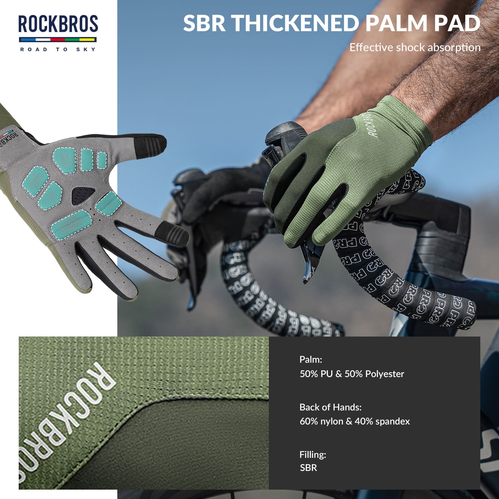 ROAD TO SKY Breathable Anti-Slip Full Finger Cycling Gloves-6