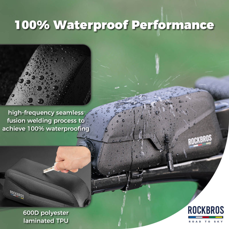 Road To Sky 100% Waterproof Magnetic Top Tube Bike Frame Bag – 0.6L/0.9L-4