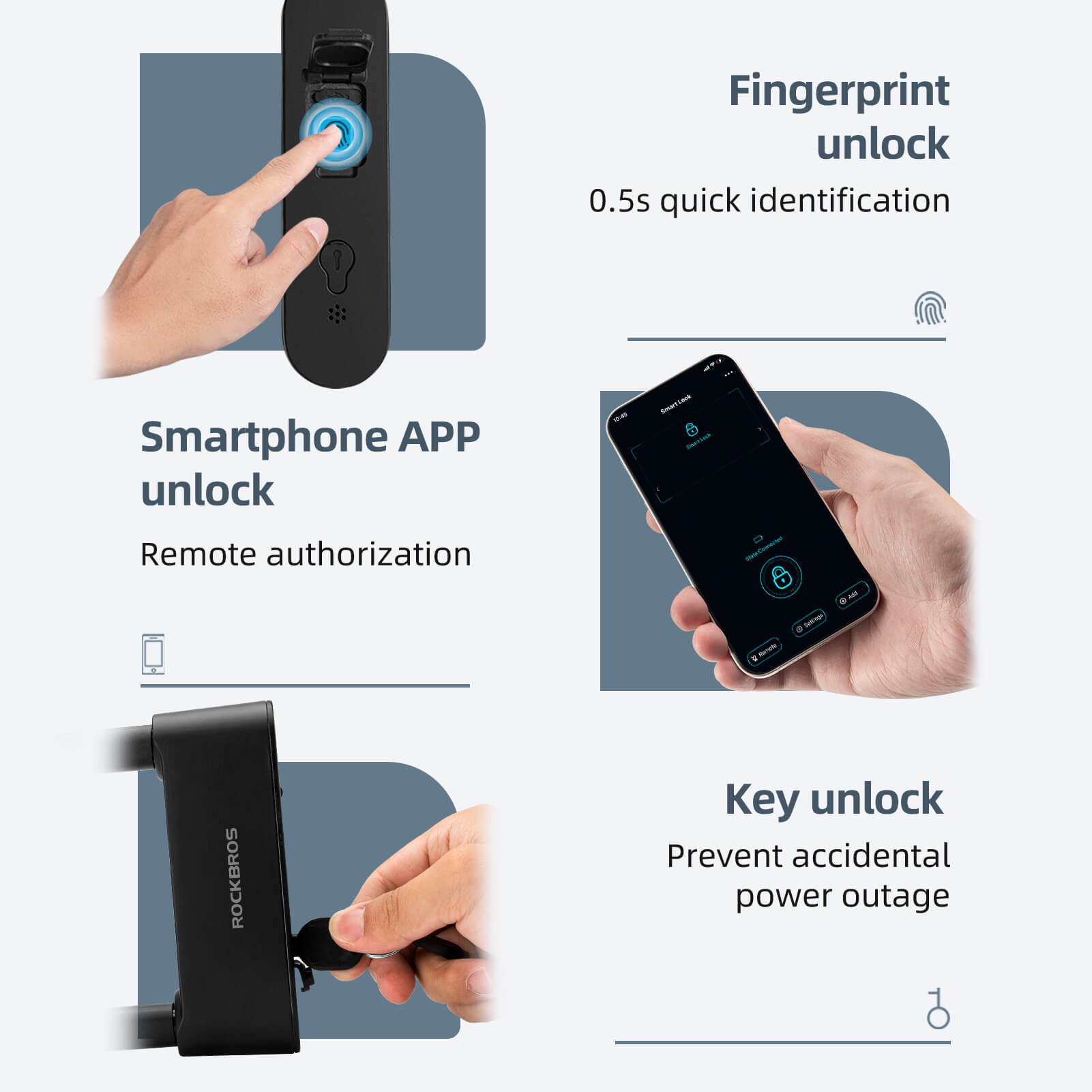 Smart Bluetooth Fingerprint U Lock-4